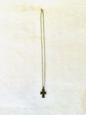 James Avery - cross charm and necklace - silver and brass